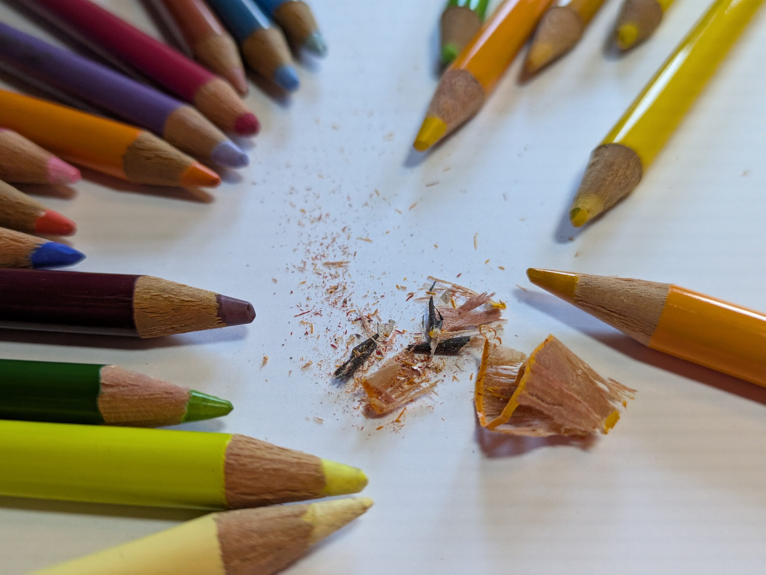 Coloured pencils that have been sharpened